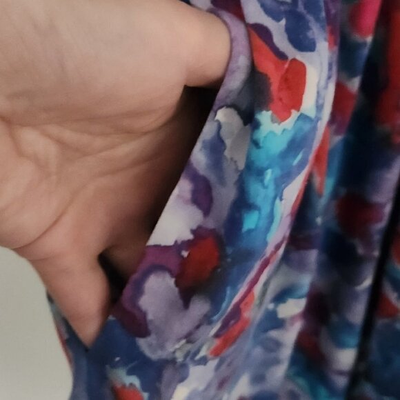 THEORY | Silk dress Achi Perplexing Watercolor red blue sz 6 - Picture 4 of 7